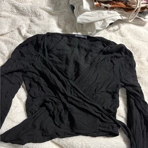 Brandy Melville Black Wrap Top
